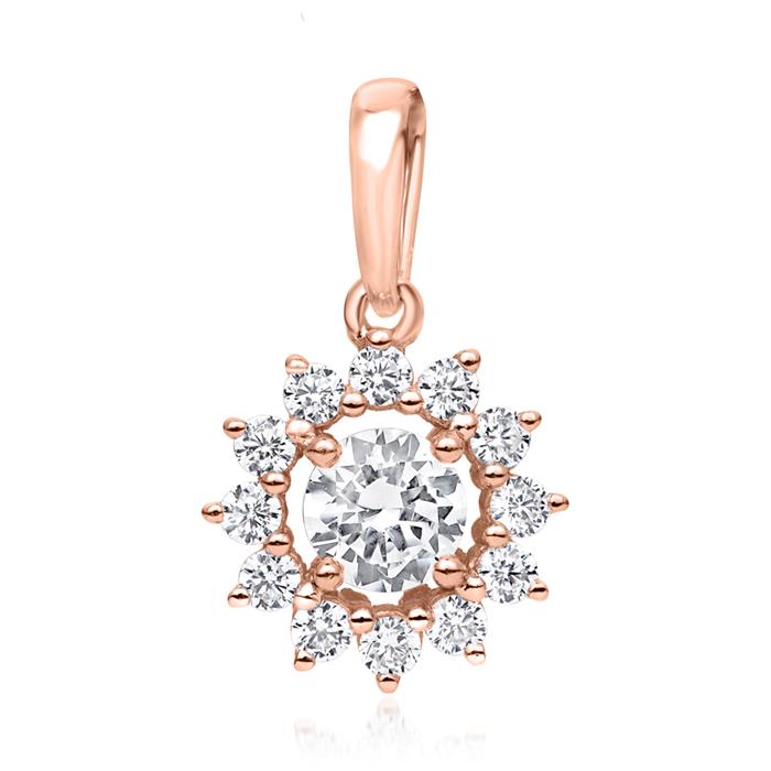 Kette mit Halo-Diamantanhänger aus Roségold