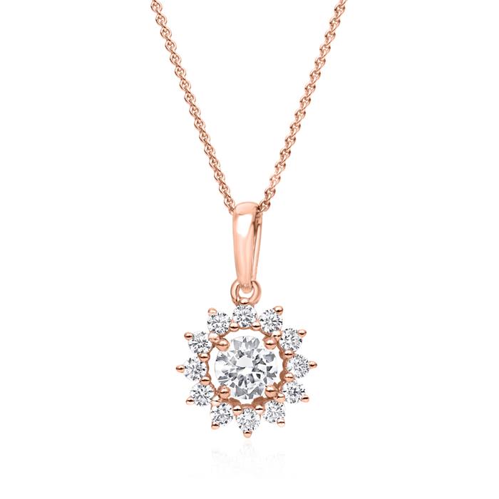 Halo Kette mit Diamantanhänger aus Roségold