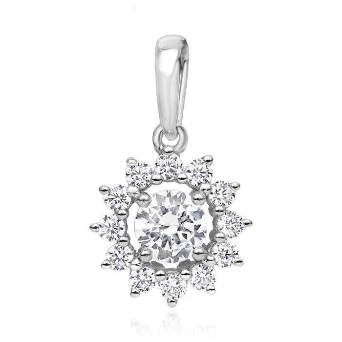 Ladies' necklace with lab grown diamond pendant in white gold