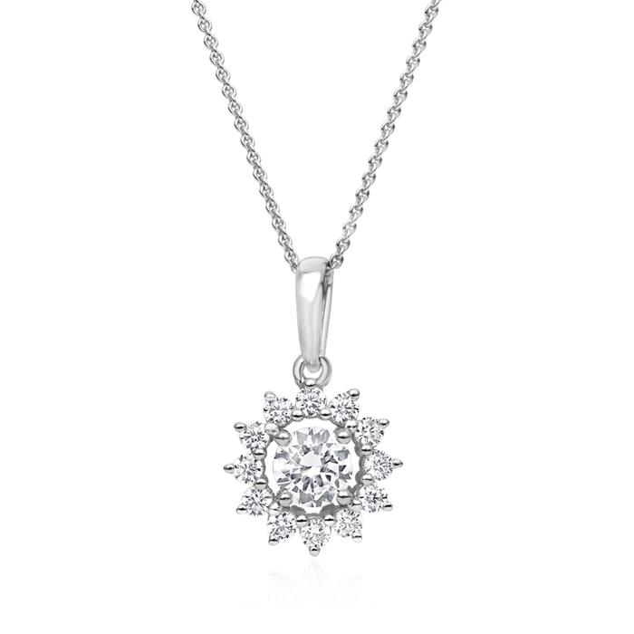 Ladies' necklace with lab grown diamond pendant in white gold