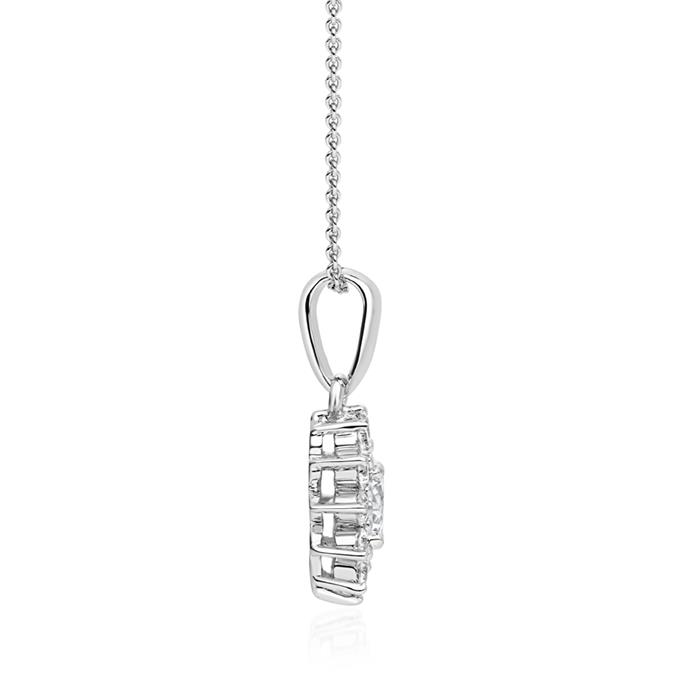 Ladies' necklace with lab grown diamond pendant in white gold