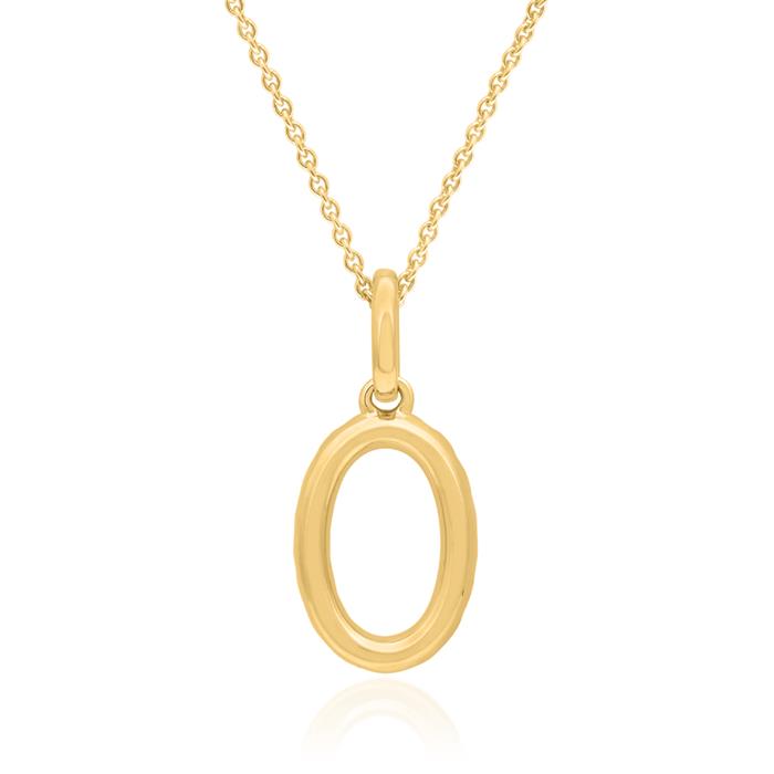 Number pendant 0 in 14K gold with colourful sapphires