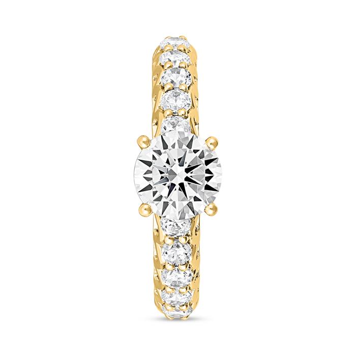 Golden diamond ring for ladies, engravable