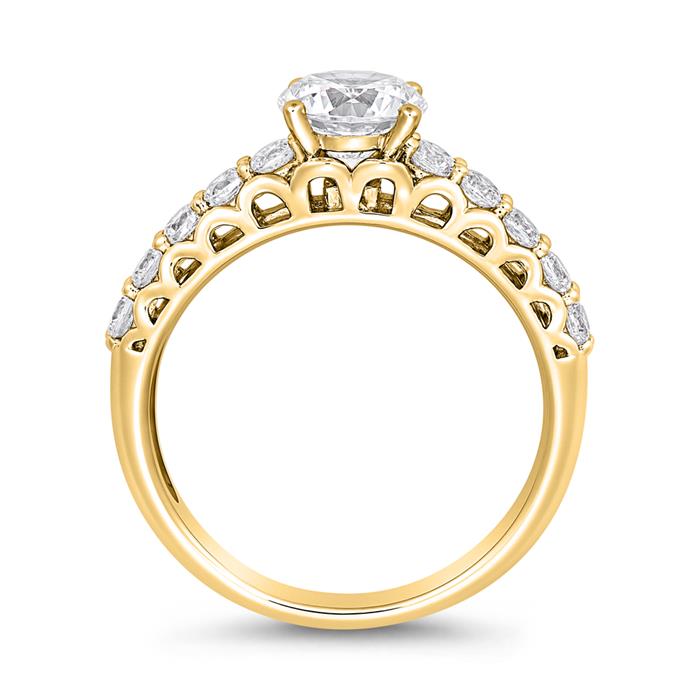 Goldener Diamantring f&#xFC;r Damen, gravierbar