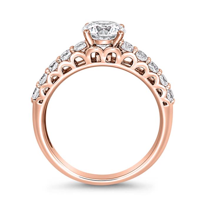 Roségouden diamanten ring, lab gegroeid, graveerbaar