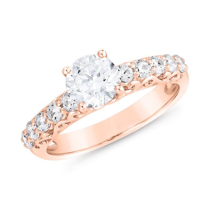 Roségouden ring met diamanten, graveerbaar