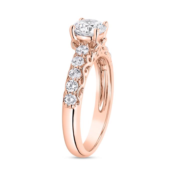 Roségoldener Ring mit Diamanten, gravierbar