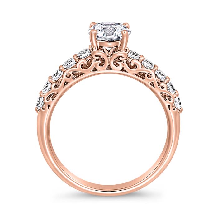 Rose gold ring with diamonds, engravable