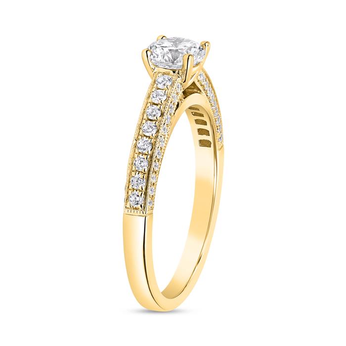 Diamond ring in yellow gold, engravable