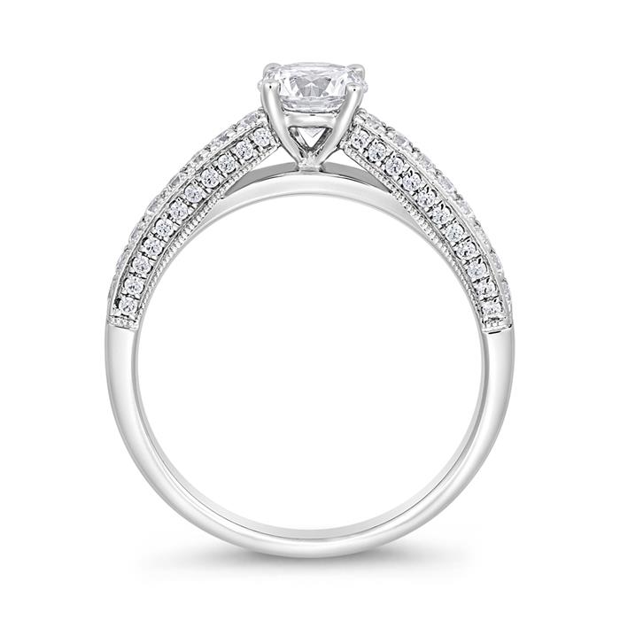 Engravable diamond ring in white gold or platinum