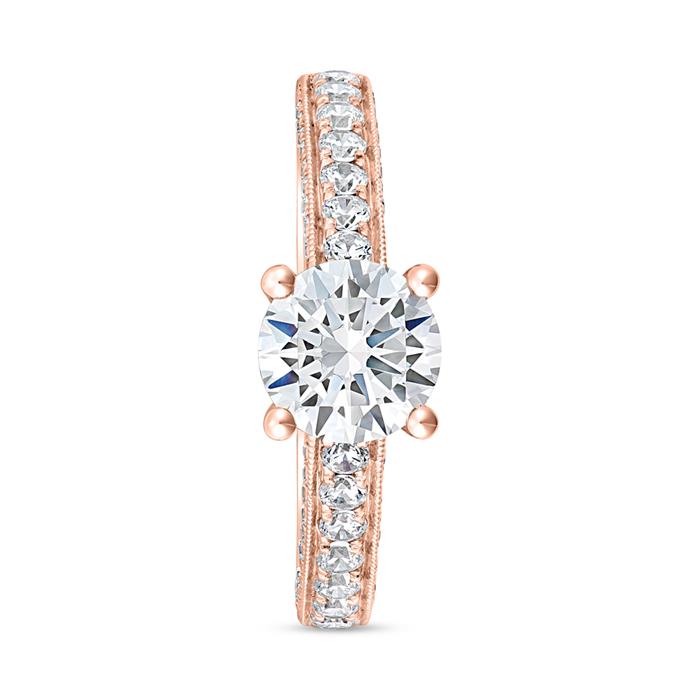 Engravable rose gold diamond ring for women