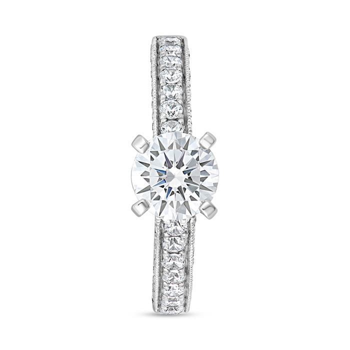 Engagement ring, lab grown diamonds, white gold, platinum