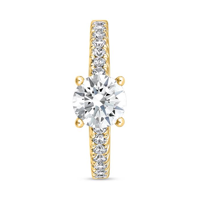 Engravable diamond ring for ladies in yellow gold