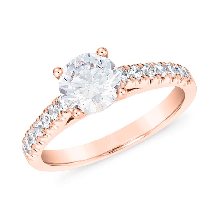 Rose gold ladies' ring with diamonds, engravable