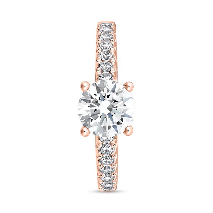 Rose gold ladies' ring with diamonds, engravable