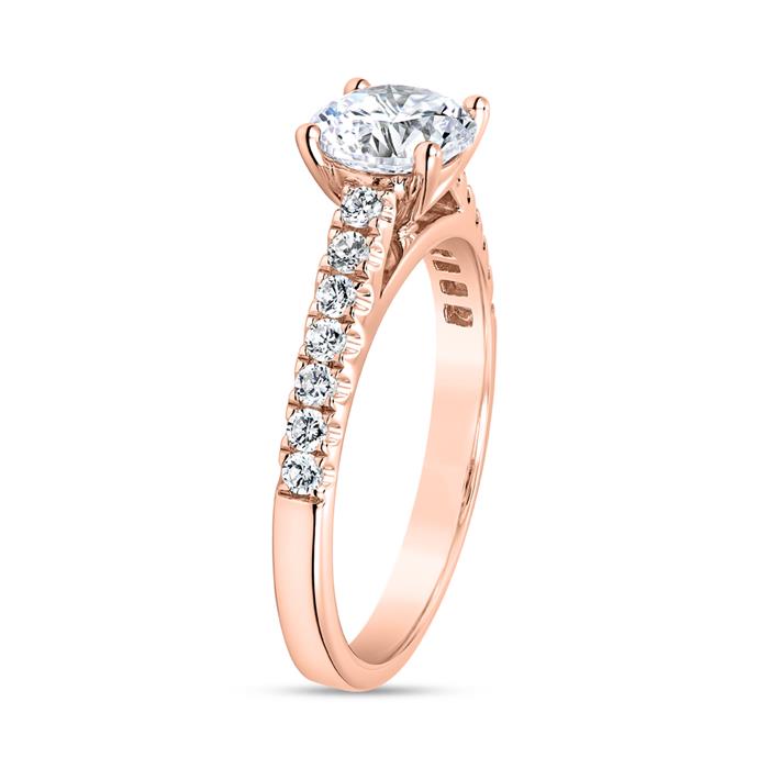 Anillo de mujer de oro rosa con diamantes, grabable