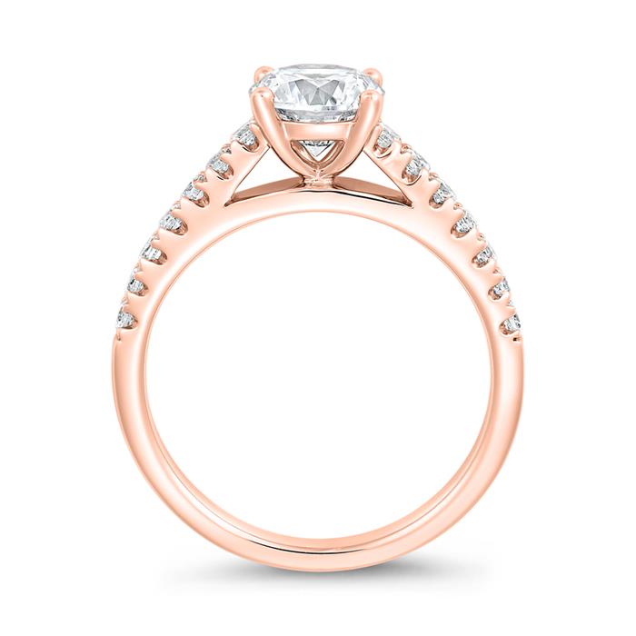 Roségoldener Damenring mit Diamanten, gravierbar