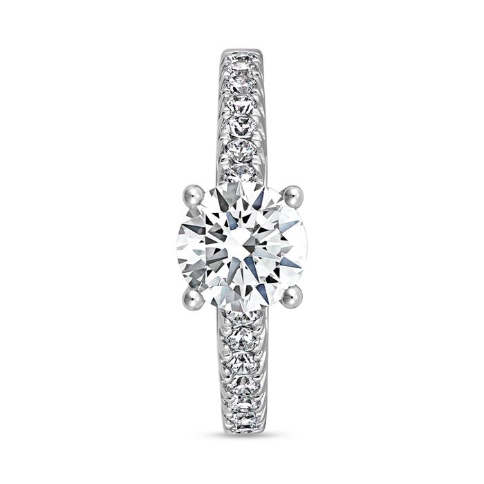 White gold or platinum engagement ring with diamonds