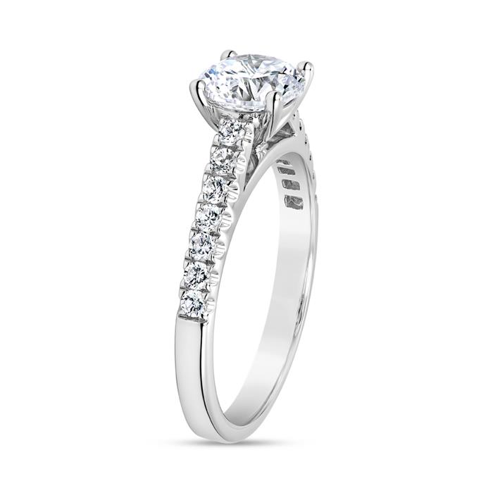 White gold or platinum engagement ring with diamonds