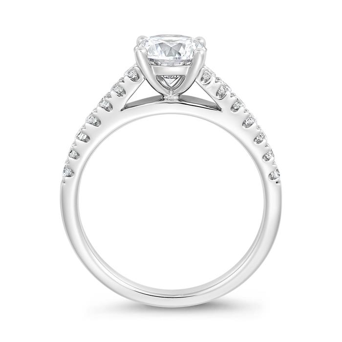 White gold or platinum engagement ring with diamonds