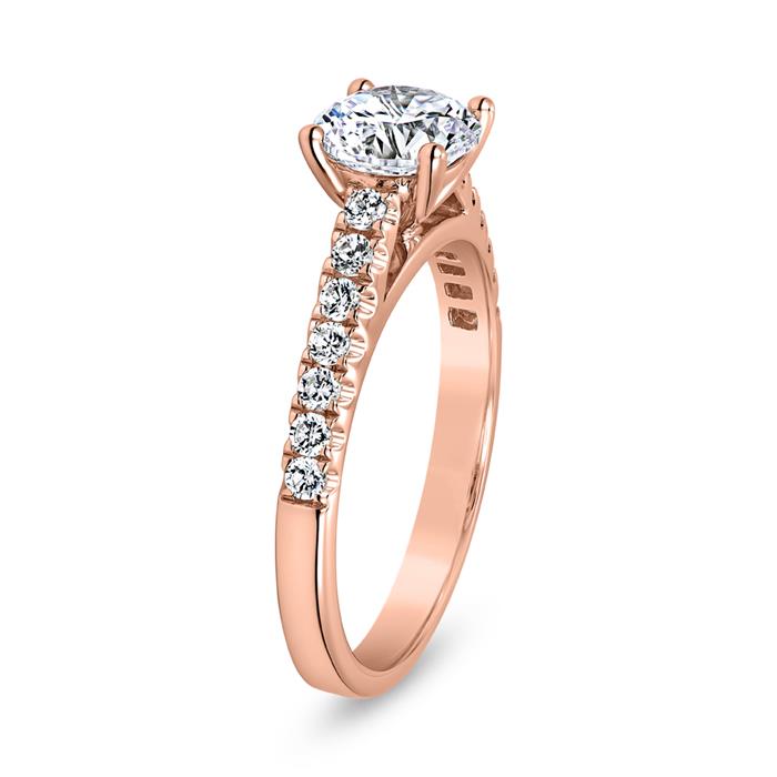 Engagement ring with lab grown diamonds, rose gold