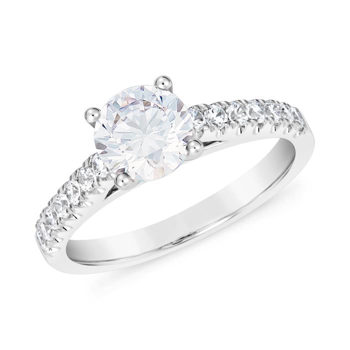 Lab grown diamond ring in white gold or platinum