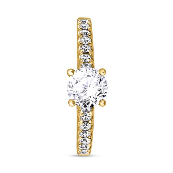 Golden engagement ring with diamonds for ladies