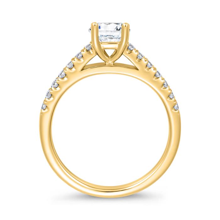 Golden engagement ring with diamonds for ladies