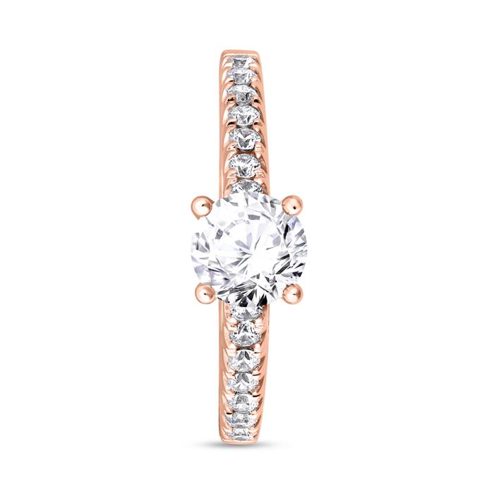 Diamond ring for ladies in rose gold, engravable