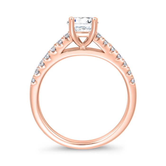 Diamanten ring voor dames in roségoud, graveerbaar