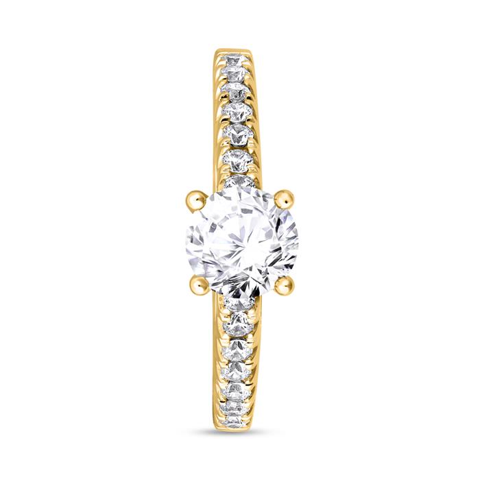 Lab grown diamond ring in yellow gold for women