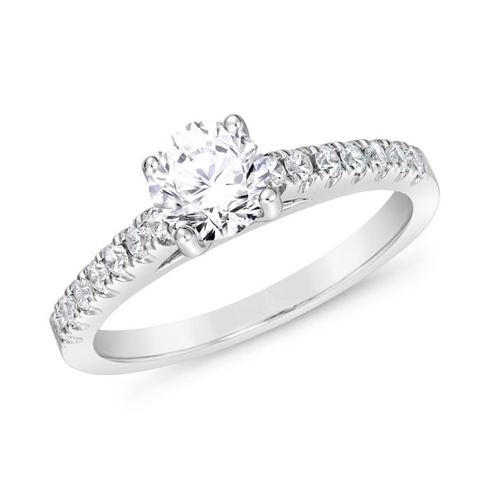 White gold or platinum ring with lab grown diamonds