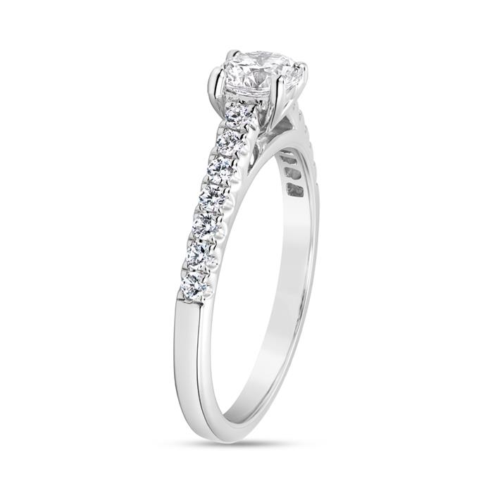 White gold or platinum ring with lab grown diamonds