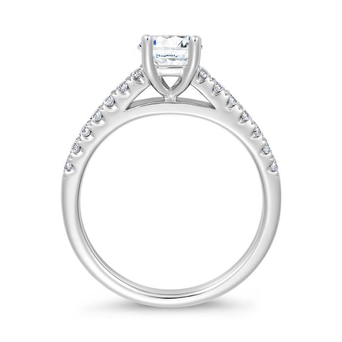 White gold or platinum ring with lab grown diamonds