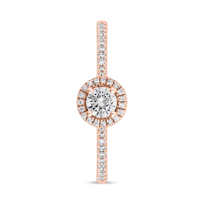 Ladies halo ring with diamonds in rose gold