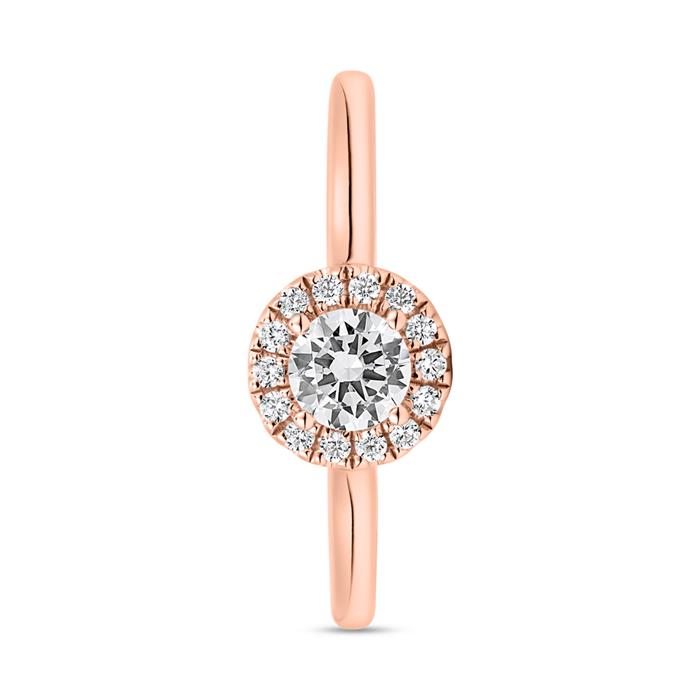 Roségouden halo diamanten ring voor vrouwen