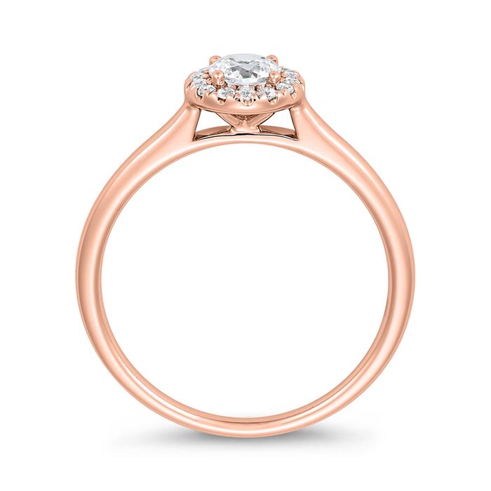 Roségouden halo diamanten ring voor vrouwen