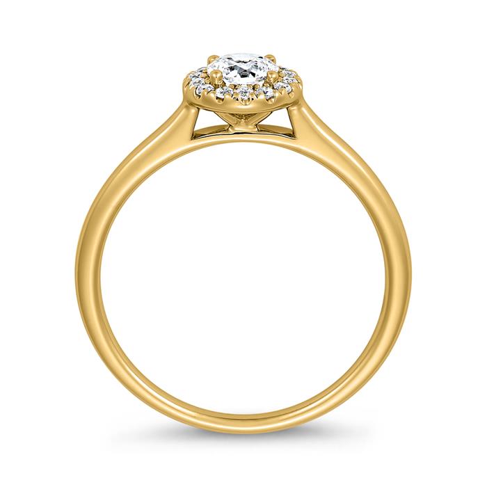 Golden halo ring with lab grown diamonds