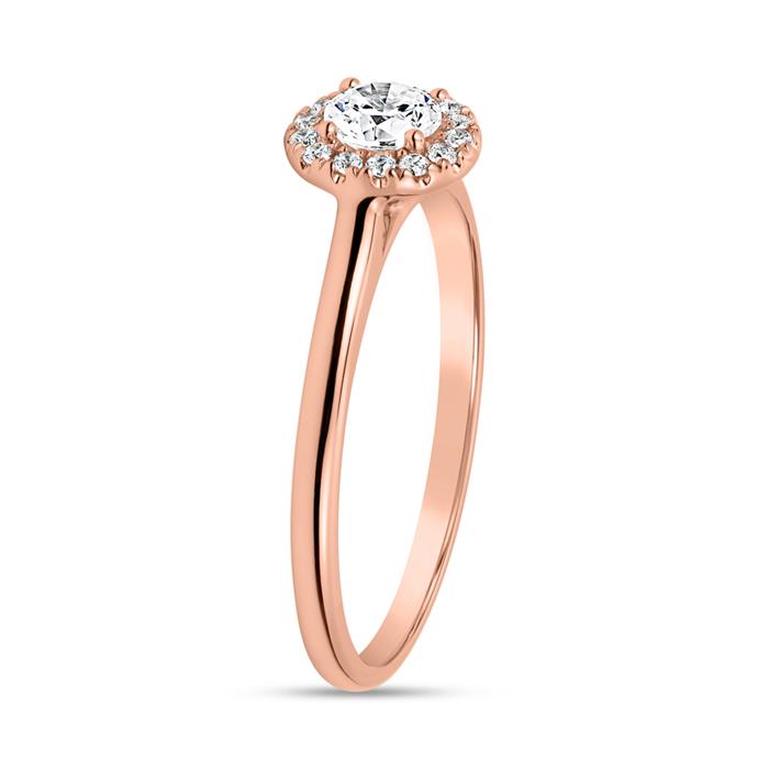 Lab grown Diamantring Halo aus Roségold