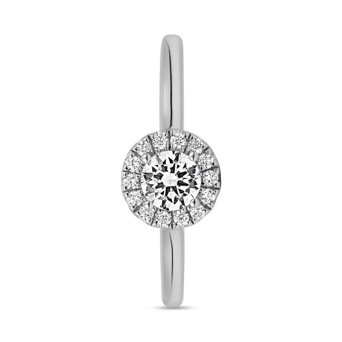 White gold or platinum diamond ring Halo, lab grown