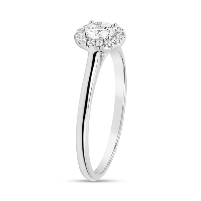 White gold or platinum diamond ring Halo, lab grown