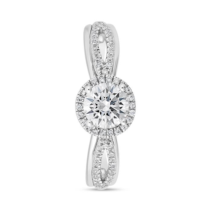 Engagement ring with diamonds in white gold or platinum