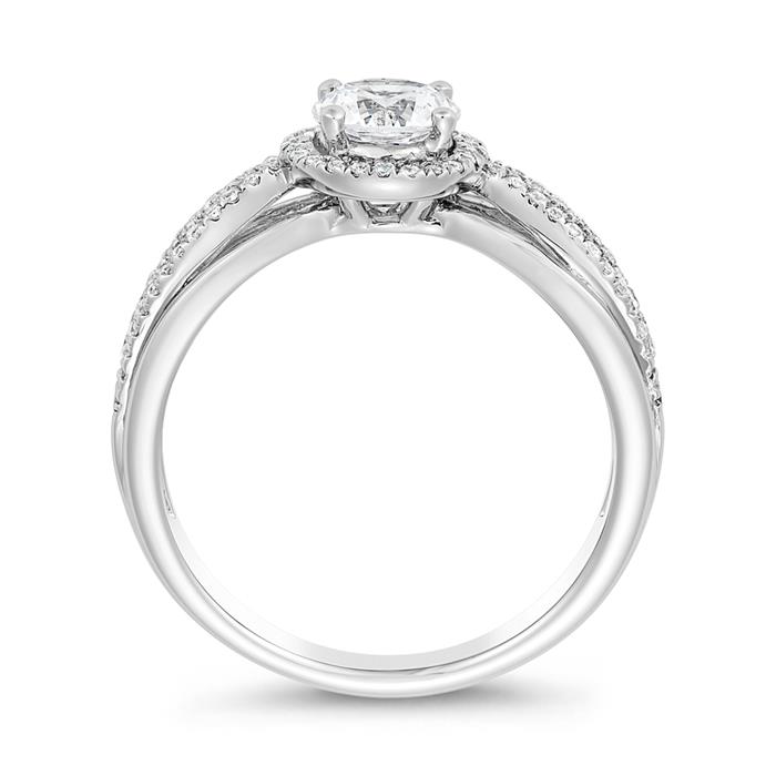 Engagement ring with diamonds in white gold or platinum