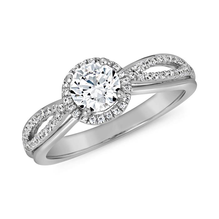 Lab grown diamond ring in white gold, platinum