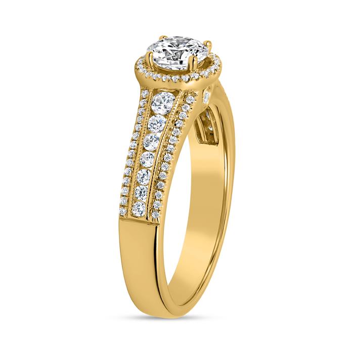 Engagement ring in yellow gold with diamonds