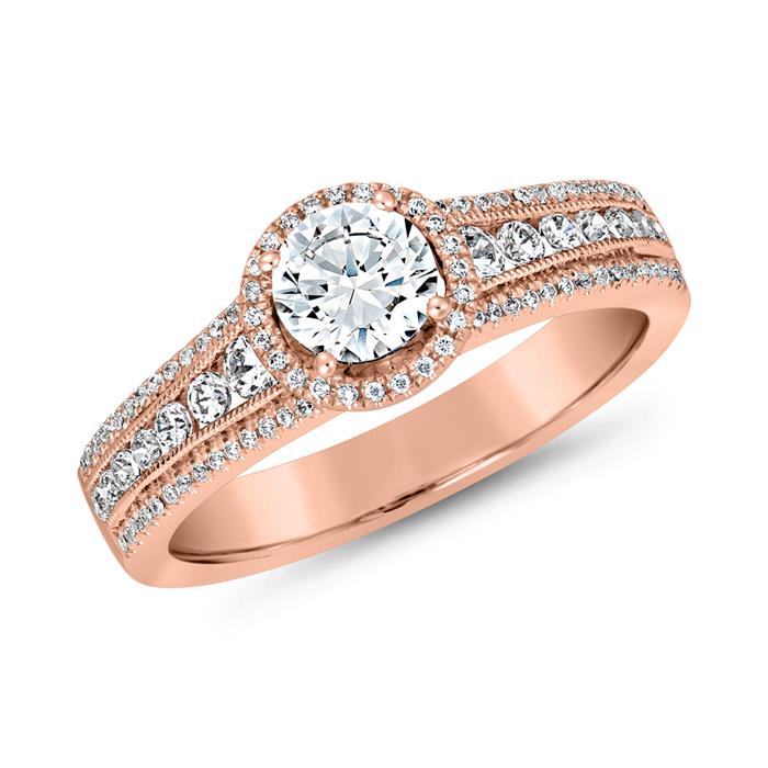 Engravable rose gold diamond ring for women