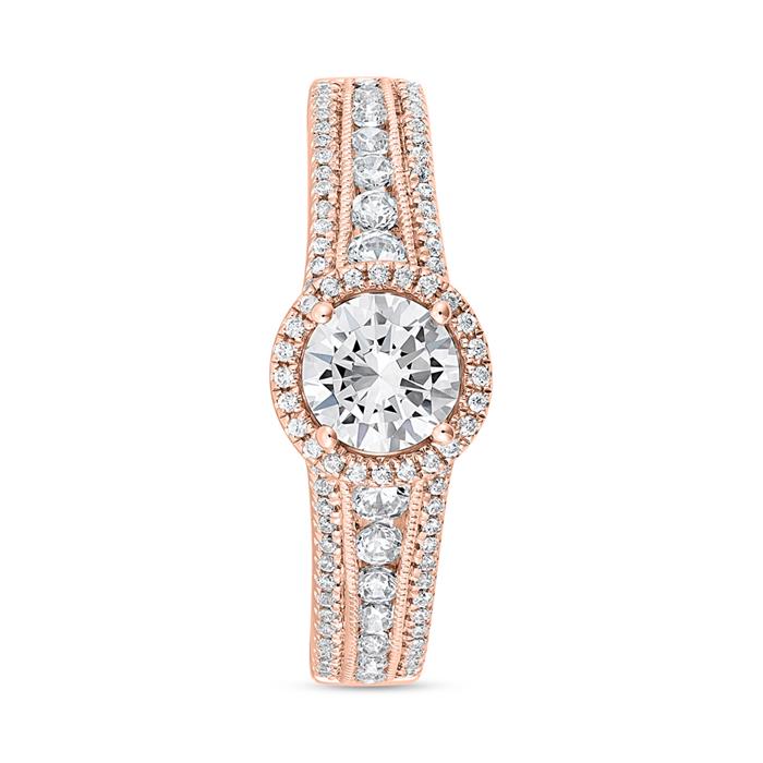 Engravable rose gold diamond ring for women