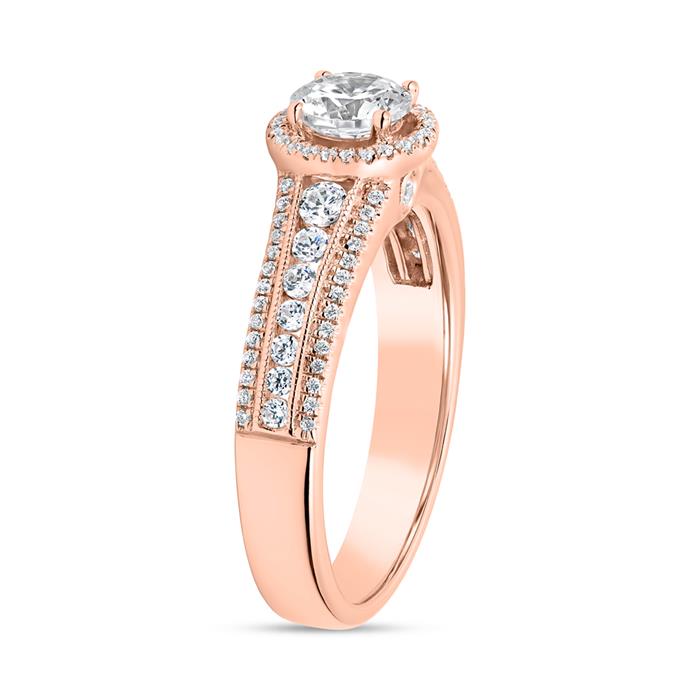 Engravable rose gold diamond ring for women