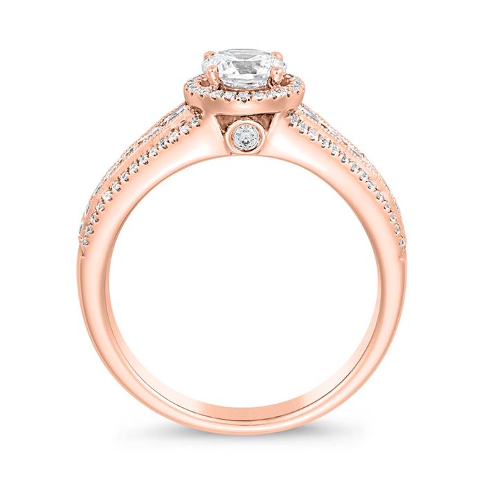 Gegraveerde diamanten ring in roségoud voor vrouwen