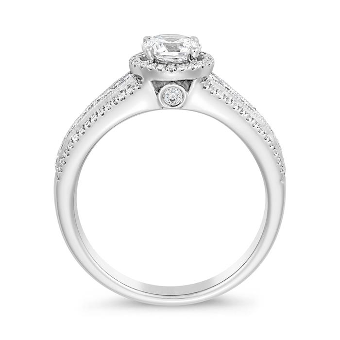 Diamond ring in white gold or platinum, engravable